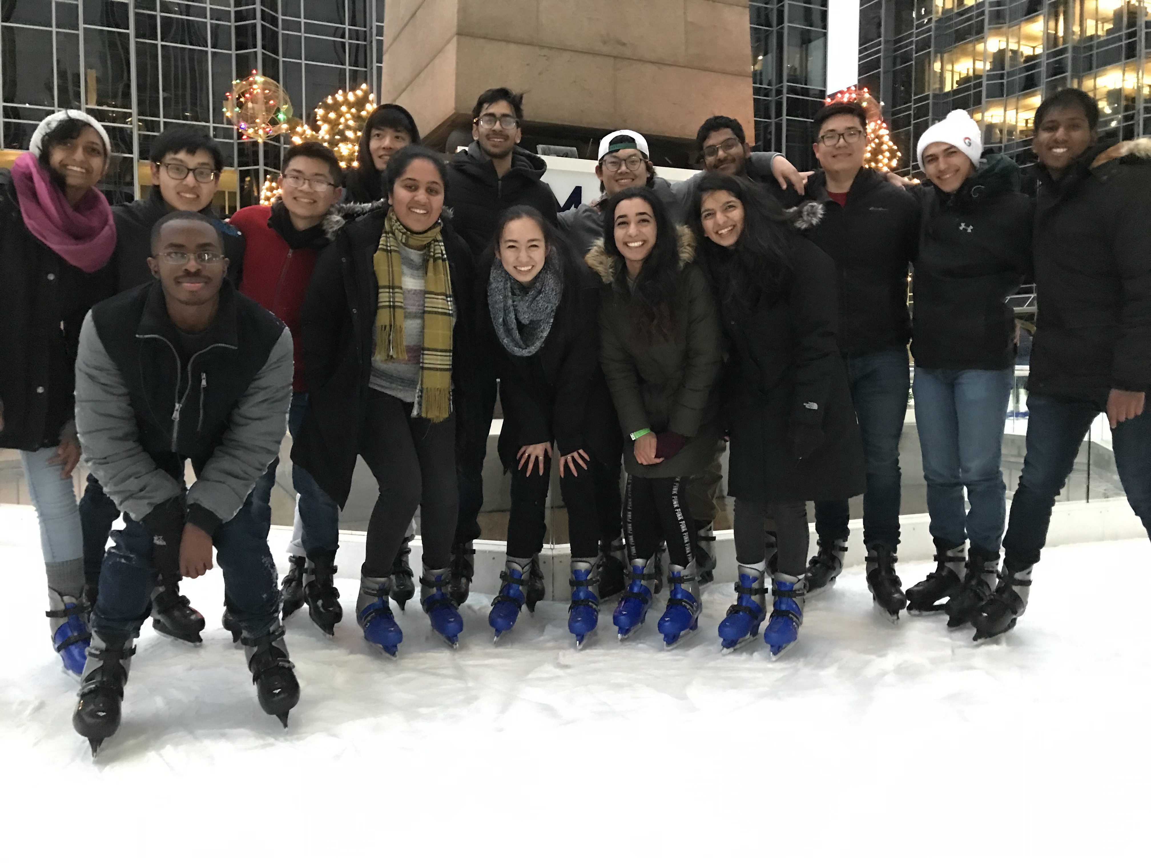ECE Students on an ice skating trip at downtown Pittsburgh